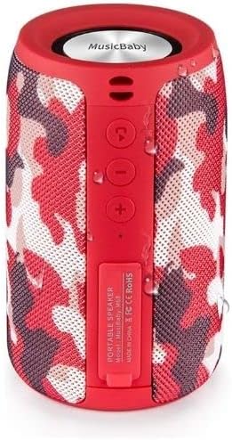 Musibaby M68 Bluetooth Speaker, 12W, IPX5, FM, USB AUX, Camo Red