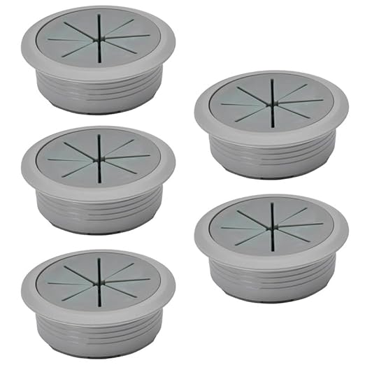 EASYEAH 5 Pcs Desk Grommet 2" / 50 mm, Desk Hole Cover for Cables Dark Grey, Cable Grommet ABS Plastic, Desk Hole Grommet for Home & Office Pc, Detachable Cable Cord Organizer