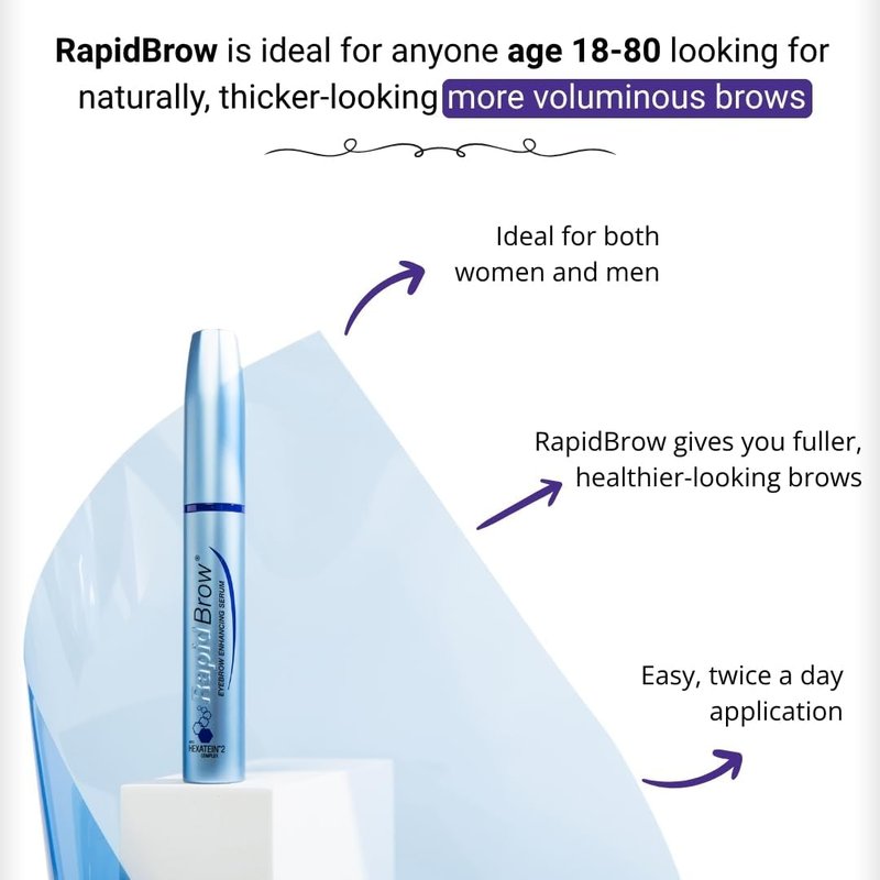 RapidBrow Eyebrow Enhancing Serum - Hydrating Formula for Thicker Brows | 3 mL with Hexatein 2 Complex