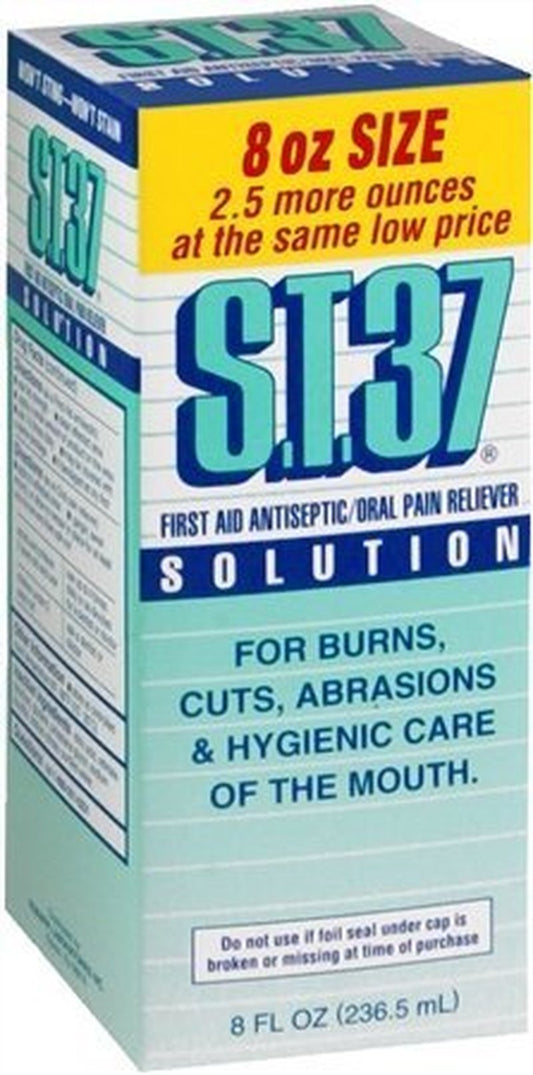 ST.37 Solution First Aid Antiseptic - Oral Pain Reliever for Burns & Cuts | 8 fl oz (Pack of 2)