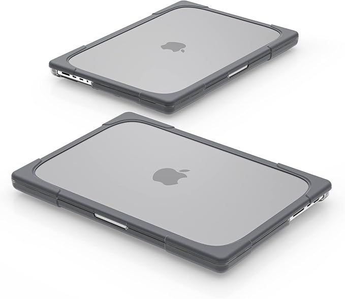 Batianda Heavy Duty Case for New MacBook Pro 16 inch 2026 M5 2024 M4 2023 M3 2021 M2 Pro Max Chip- Ergonomic Foldable Kickstand (Holds 22lbs/Zero Wobble) Matte Translucent Rugged Armor Cover, Gray