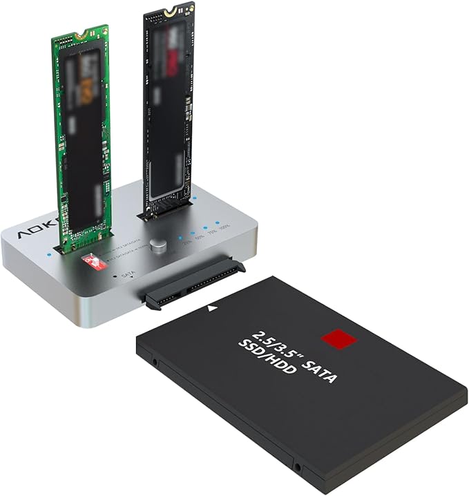 AOKO M.2 Duplicator SATA to NVMe SSD Cloner,NVMe to SATA SSD Adapter&Hard Drive Reader,Docking Staion for PCIe + M.2 NGFF and 2.5" /3.5" SATA SSD/HDD and Bidirectional Offline Hard Drive Cloner