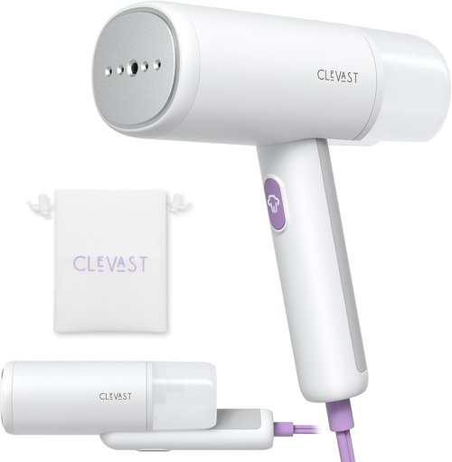 CLEVAST Portable Garment Steamer - Handheld Travel Size, Fast 30-Second Heat Up, 1000W Power