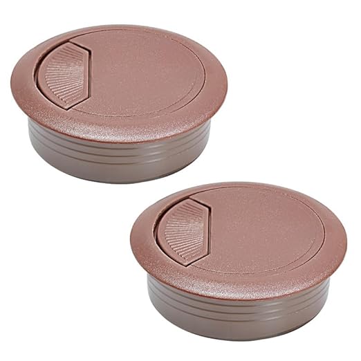 EASYEAH 2 Pcs Desk Grommet 2-1/16" / 53 mm, Desk Cord Hole Cover, Cable Grommet ABS Plastic, Desk Hole Grommet for Home & Office Pc, Detachable Adjustable Cable Cord Organizer-Reddish Brown