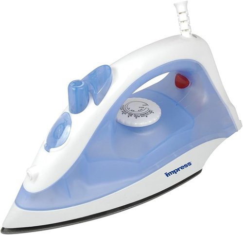 Impress Basic Clothing Iron - Non-Stick Compact Design with Adjustable Steam & Fabric Selector - 1200-Watt (Blue)