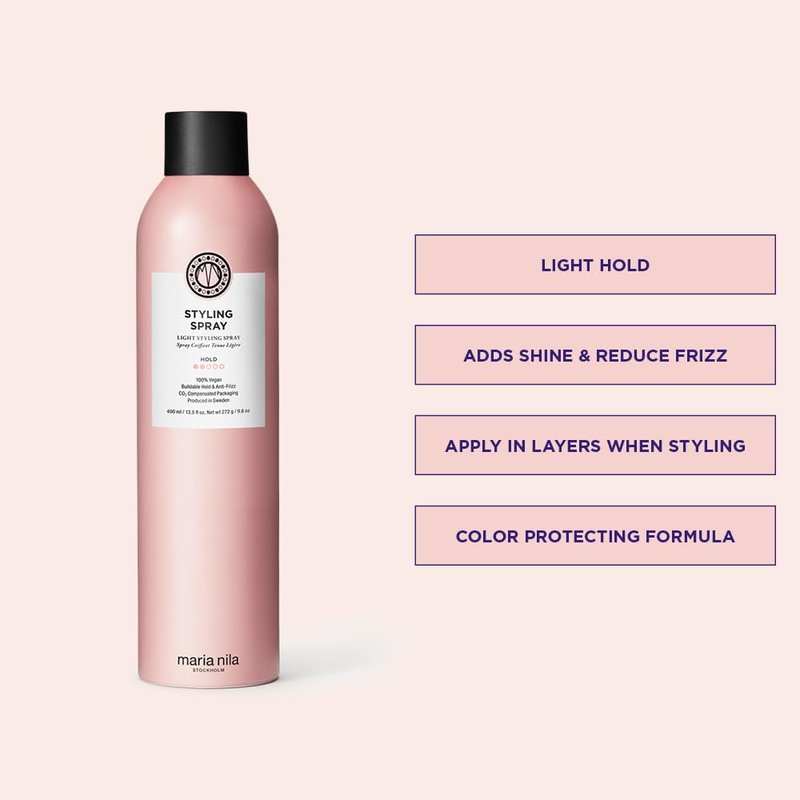 Maria Nila Styling Spray, Hold 2/5, Adds Shine & Reduces frizz, Antioxidant Preserves Hair Color, 100% Vegan & Sulfate/Paraben free, 13.5 Fl Oz