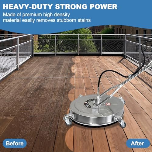 24" High-Pressure Washer Cleaner – 4900 PSI Stainless Steel, 4-Wheel Design with Dual Handles for Driveways, Sidewalks, Curbs, Decks & Patios – Efficient Cleaning Tool