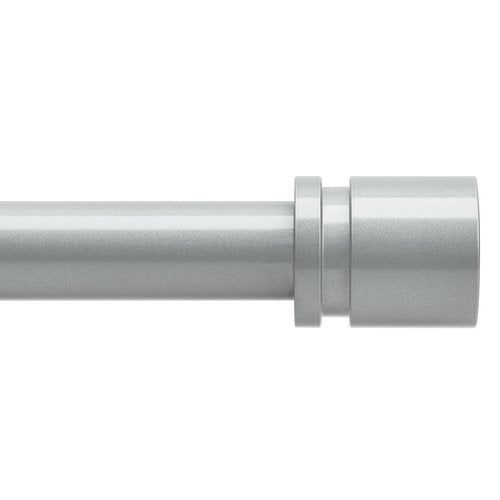 Byondeth Curtain Rods for Windows 16 to 240 Inches Adjustable Length 1 Inch Diameter Window Curtain Rod with Aluminium End Cap, Silver Gray