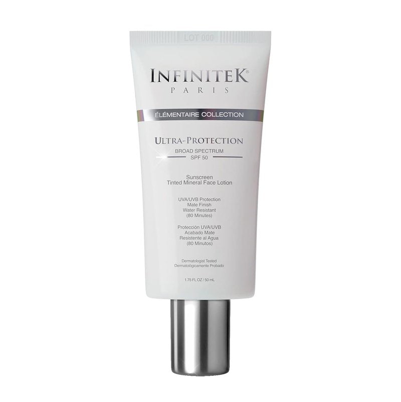 Infinitek Paris Tinted Mineral Sunscreen SPF 50 - Lightweight Daily Face Protection Against UVA/UVB & Blue Light | Water Resistant (80 Min) | 1.75 fl oz / 50 ml