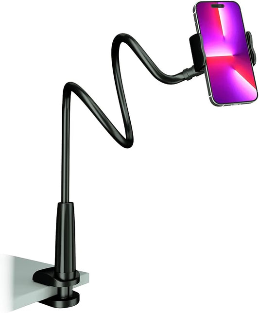 MAGIPEA Phone Holder for Bed, Gooseneck Phone Holder with Grip Flexible Long Arm, 34in Cell Phone Holder for Desk, Phone Mount Clamp Clip Compatible with 17/16 Pro Max, 15, 14 or Other 3.5-7" Devices