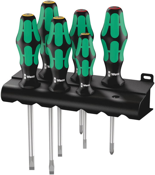 WERA Rack Screwdriver Set - Kraftform Plus Lasertip, 6-Piece Tool Set for Precision Work