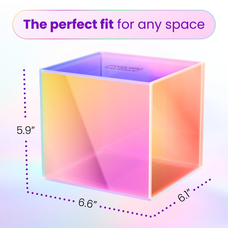 CLEAN SKIN CLUB Prism Box for Clean Towels XL – Acrylic Bathroom Storage Organizer, Holds 50 Disposable Face Towels, Dust-Proof Countertop Container with Lid for Skincare & Vanity Organization