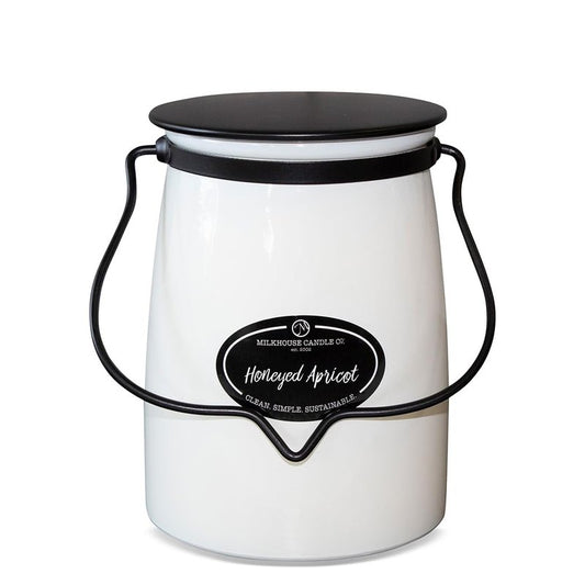Milkhouse Candle Company Lemon Macaroon Soy Candle - Apricot | Honey | Tonka Bean Scented - 22 oz Butter Jar with Lid, 120+ Hour Burn Time, Made in the USA