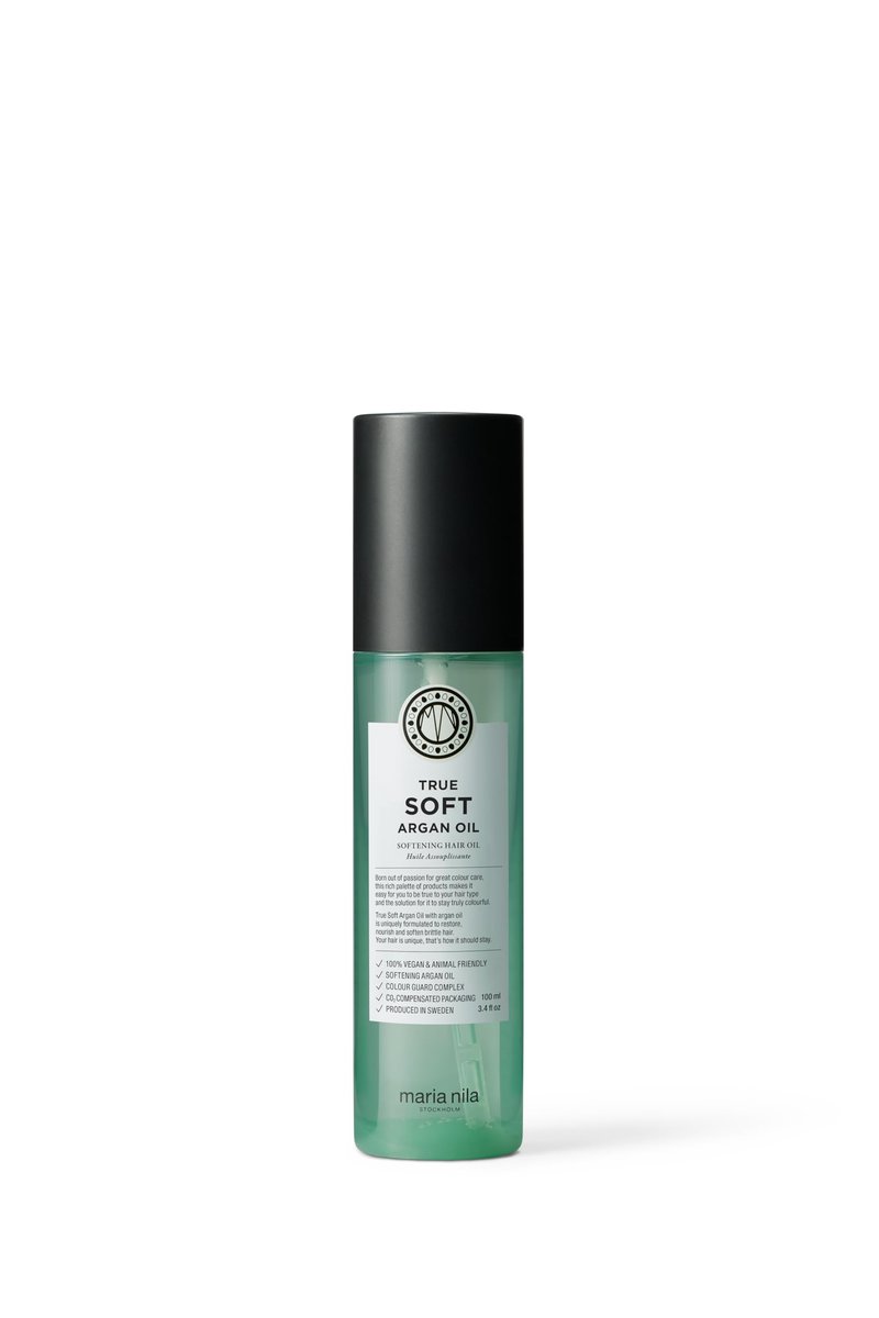 Maria Nila True Soft, Moisturizing Argan Oil For Dry Brittle Hair, Argan Oil Remoisturises & Reduces Frizz, 100% Vegan & Sulfate/Paraben free, 3.4 Fl Oz