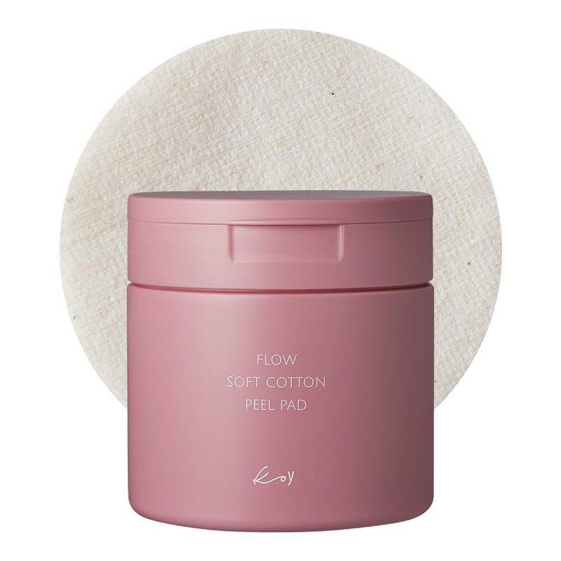 KOY Flow Soft Cotton Peel Pads 70 Sheets, Gentle Exfoliating and Pore Care with Natural Enzyme and Keratinase, Low irritation, Soothing Care & Deep Hydration for Smooth & Radiant Skin, 5.07 fl oz