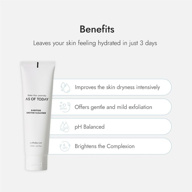 R Peptide Enzyme Cleanser | Dermatologist Tested Gentle Hydrating Face Wash with Peptides, Enzymes & Quillaja Extract | Non-Foaming Cleanser for Sensitive, Dry Skin | Clean Beauty | 3.3 fl oz