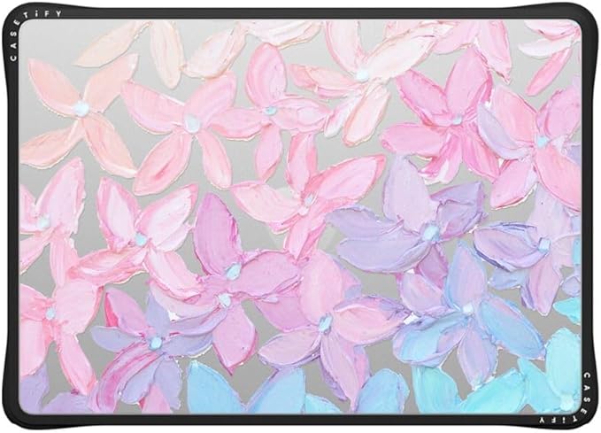 CASETiFY Impact MacBook Air 13.6" (M2-M5) Case [Cushioned Impact Corners/Scratch-Resistant/Anti-Slip Grip] - Clear Hydrangea Blooms - Clear Black