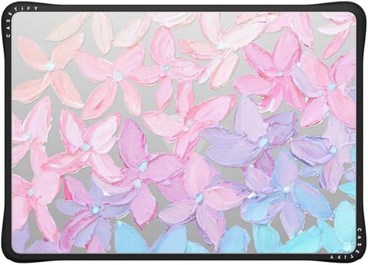 CASETiFY Impact MacBook Air 13.6" (M2-M5) Case [Cushioned Impact Corners/Scratch-Resistant/Anti-Slip Grip] - Clear Hydrangea Blooms - Clear Black