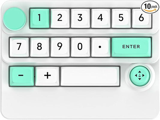 Adventurers W909 Wireless RGB Mechanical Numeric Keypad, Hot-Swappable, Macro-Programmable Numpad, Joystick & Knob Control for PC/Tablet/Laptop/Phone, Tri-Mode Connectivity (White)
