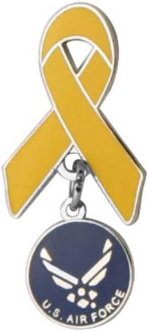 Air Force Symbol Charm Lapel Pin - Yellow Ribbon Design for Proud Supporters