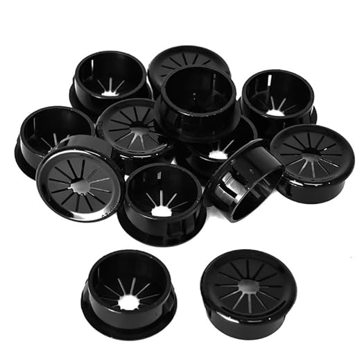 EASYEAH 30PCS Cable Grommets, 1"(25mm) Desk Hole Cover Petal Shaped Buckle Type Nylon Snap Bushing Grommet, Wire Hole Cover Insert for Cables and Cords Management and Protection of Cabinet, Black