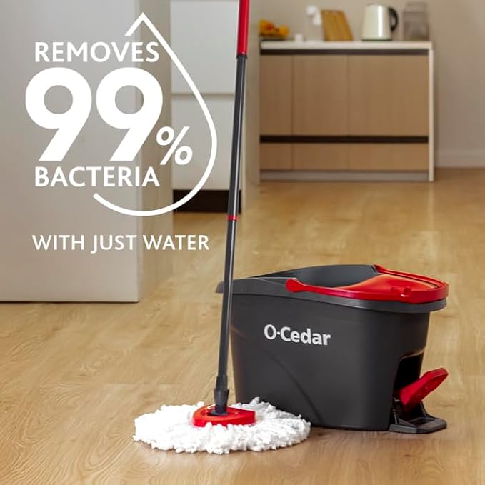 O-Cedar System Easy Wring Spin Mop & Bucket with 3 Extra Refills