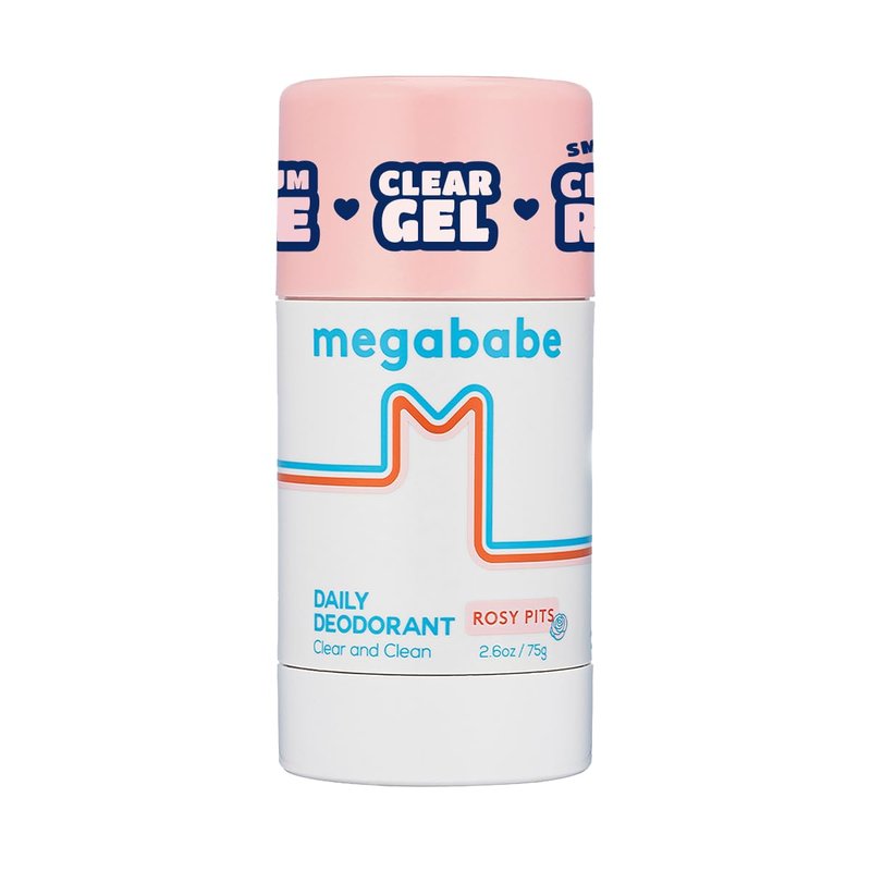 Megababe Daily Deodorant Rosy Pits | Summer and Hot Weather Essential | Aluminum-Free, Clear & Clean | 2.6 oz (Pack of 1)