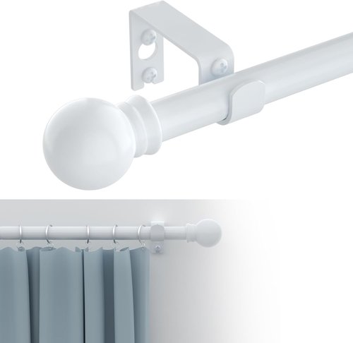 GXOACKJ Decorative Curtain Rods - Heavy Duty Metal, 32-62 Inch, White Finish with Brackets
