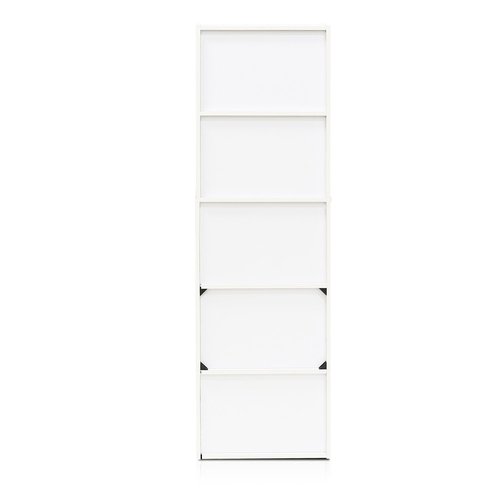 Furinno LUDER Book Shelf, 5-Tier Bookshelf, Bookcase with Open Shelves, 9.4 x 15.8 x 52, Easy Assembly, for Living Room, Bedroom, Home Office, White/Green