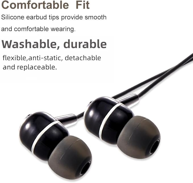 Earbud Tips Soft Silicone Earbuds Replacement Tips Fit for in-Ear Headphones(Inner Hole from 3.8mm -4.2mm Earphones) 9 Pairs S/M/L,Black