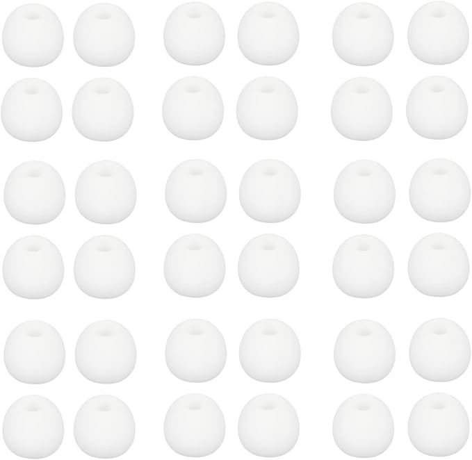 CYADCI 36 Pieces Large Earbud Tips Soft and Comfortable Silicone Earbud Tips Ear Bud Replacement Pieces Silicone Fit Most in-Ear Headphones，Inner Hole 3.8mm -5.5mm，Large White Earbuds Silicone Tips