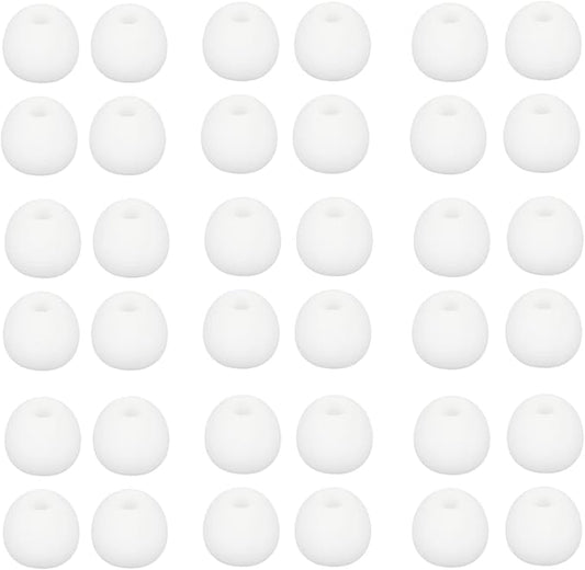 CYADCI 36 Pieces Large Earbud Tips Soft and Comfortable Silicone Earbud Tips Ear Bud Replacement Pieces Silicone Fit Most in-Ear Headphones，Inner Hole 3.8mm -5.5mm，Large White Earbuds Silicone Tips