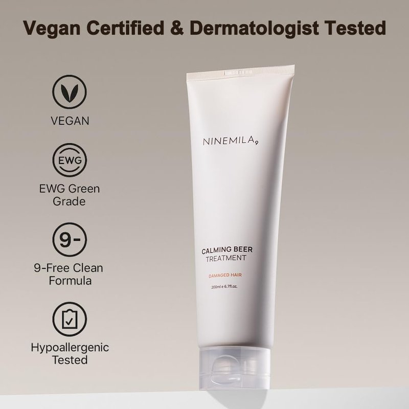 NINEMILA Protein Hair Treatment Conditioner | Calming Beer™ Complex with Beer Yeast, LPP Protein & Hydro Collagen | For Dry, Frizzy & Damaged Hair (200ml)