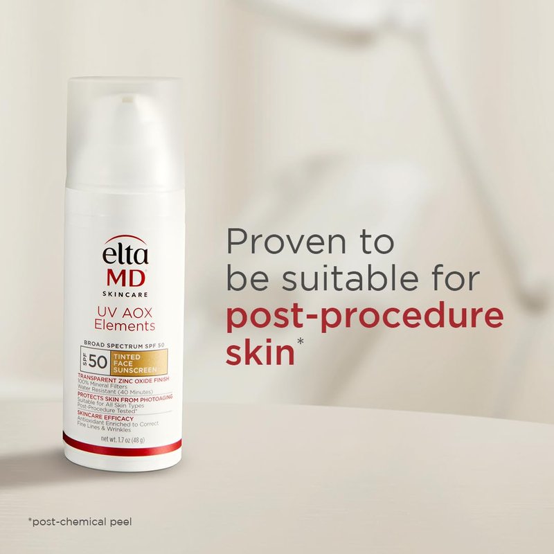 EltaMD UV AOX Elements Tinted Mineral Face Sunscreen Lotion, Tinted Moisturizer for Face SPF 50 with Antioxidants, For Dry Sensitive Skin 1.7 oz Pump