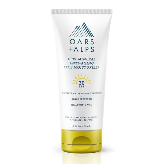 Oars + Alps SPF 30 Mineral SPF Sunscreen Body Lotion, Infused with Hyaluronic Acid, Shea Butter, and Coconut Oil, Water and Sweat Resistant, 2 Fl Oz
