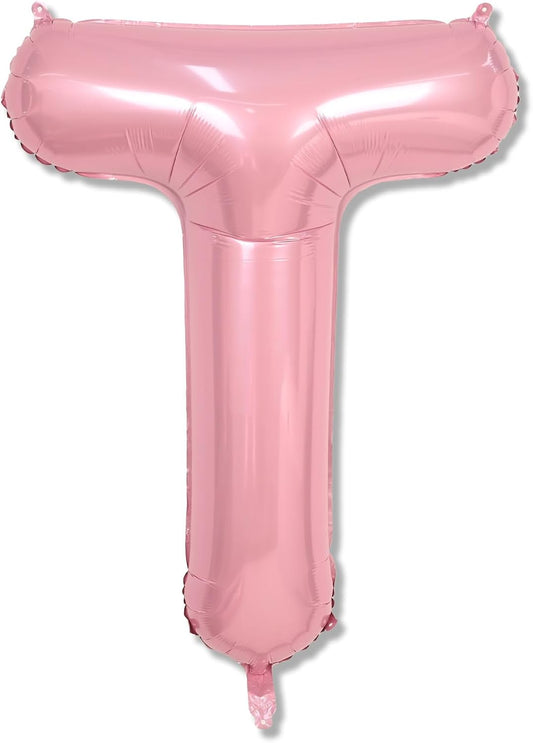 Skiennix Large Mylar Helium Balloon Letter T - Pastel Pink 40" Inflatable Foil for Girls' Birthday Decor