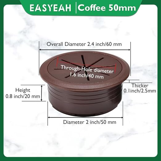 EASYEAH 10 Pcs Desk Grommet 2" / 50 mm, Desk Hole Cover for Cables Coffee, Cable Grommet ABS Plastic, Desk Hole Grommet for Home & Office Pc, Detachable Cable Cord Organizer