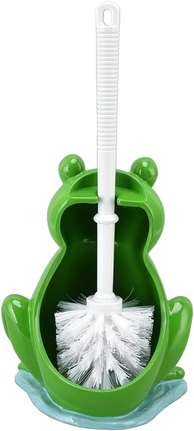 Frog Shape Toilet Brush Set, Creative Bathroom Cleaning Brush with Holder, Ergonomic Handle, and Space Saving Design for Effective Cleaning