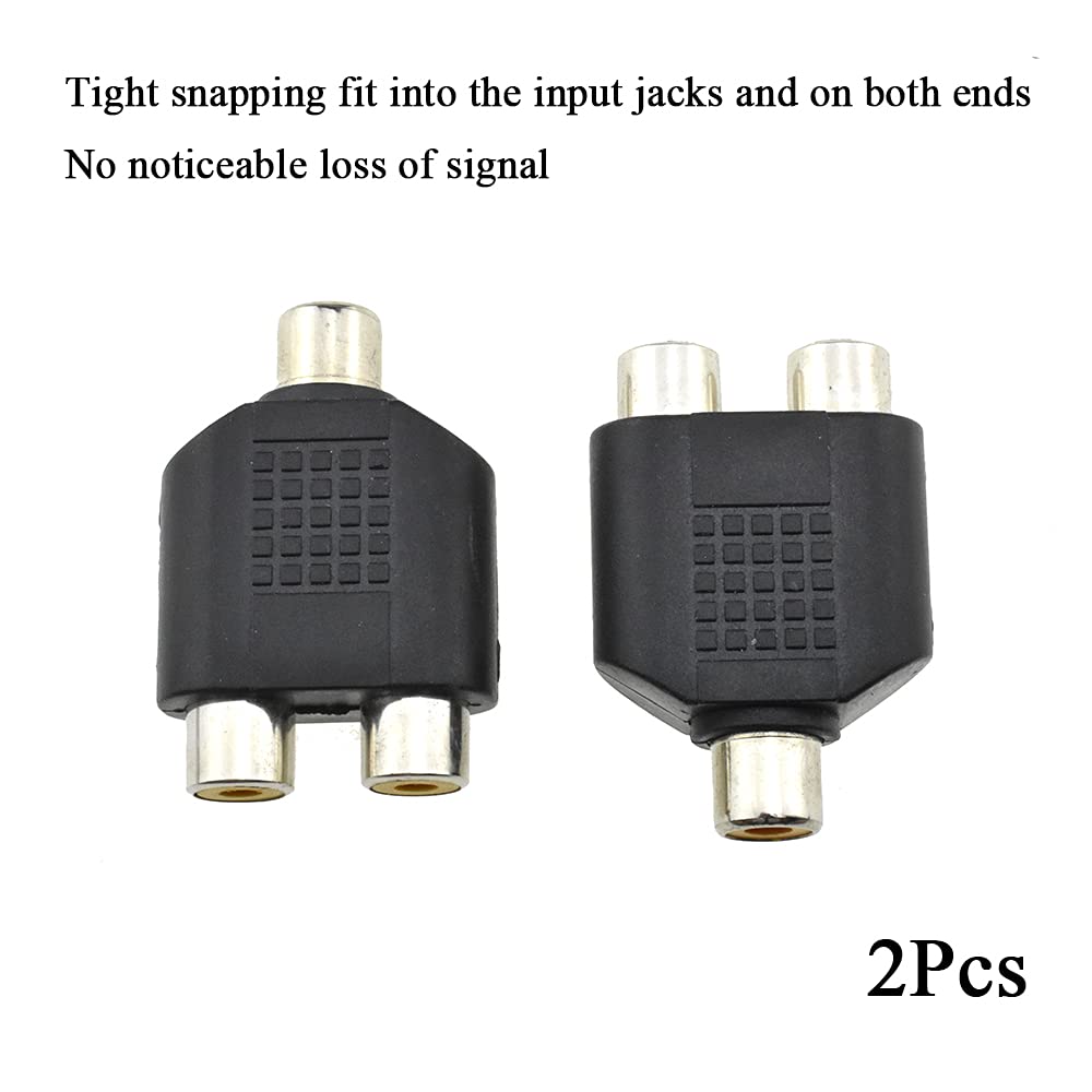 HAHIYO 3 RCA F-2x3.4 RCA F Stereo Plug Interconnect Audio One Male 3.4mm(1/8inch) Two Male 3mm(1/8inch) Adapter Splitter Good Signal Sound Snap Tight Not Wobble for Headphone Guitar Black 2pcs