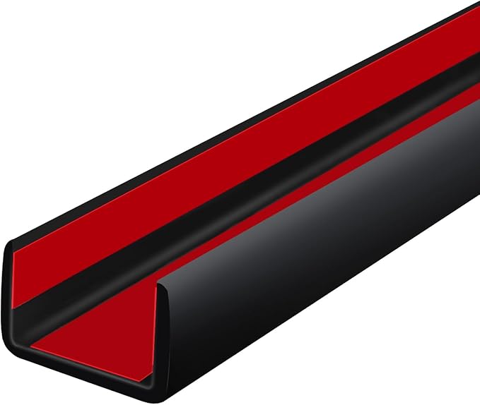 Rubber Edge Trim, Self Adhesive U Channel Edge Trim, Big Size U Shaped Trim, Edge Banding for Plywood, Woods, Shelf, Cabinet, Countertop, Size 5/8"(16mm), Length 20Ft, Black