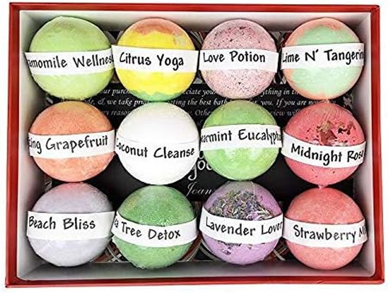 Bath Bombs Gift Set - 12 Handmade Shea Butter & Essential Oil Fizzy Bath Bombs | Perfect for Mom & Wife