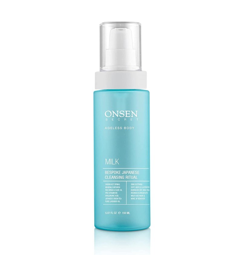 Onsen Secret Japanese Cleansing Milk Face Wash, Anti Aging Gentle Cleanser, Makeup Remover, Cleansing Milk for Sensitive Skin, All Natural, Purifying Organic, Non Foaming Facial Cleanser - 150 ml