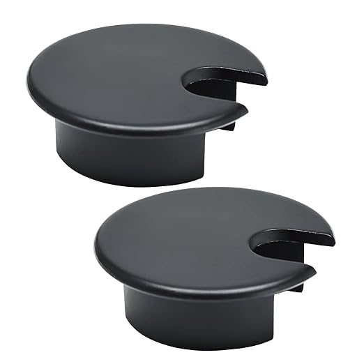 EASYEAH 2 Pcs Desk Grommet 1-3/8" / 35 mm, Desk Cord Hole Cover, Cable Grommet Metal Zinc Alloy Materilal, Desk Hole Grommet for Home & Office Pc, Detachable Cable Cord Organizer-Flat Black