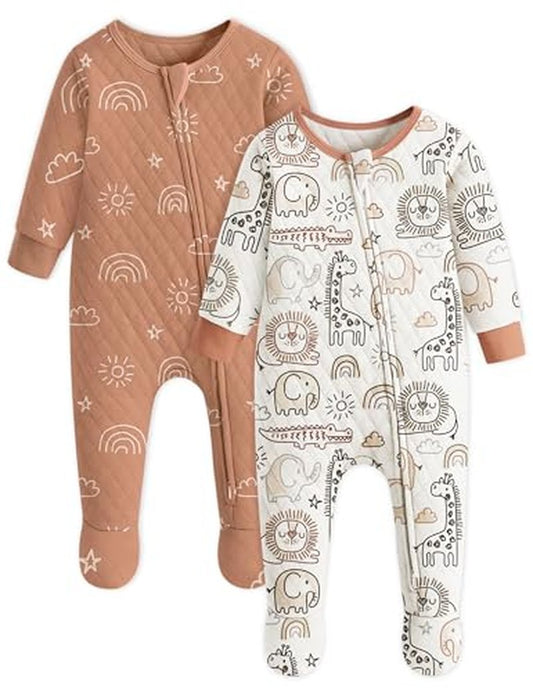 Yoofoss Baby Pajamas Organic Cotton Baby Winter Clothes Warm Newborn Sleepers for 0-3 Months Soft Quilted Footed Pjs