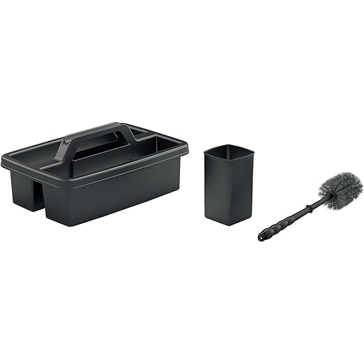 Suncast Commercial Carry Caddy and Toilet Brush Kit with Ergonomic Handle, Increased Depth for Spray Bottles, Removable Toilet Brush Holder, Made in The USA