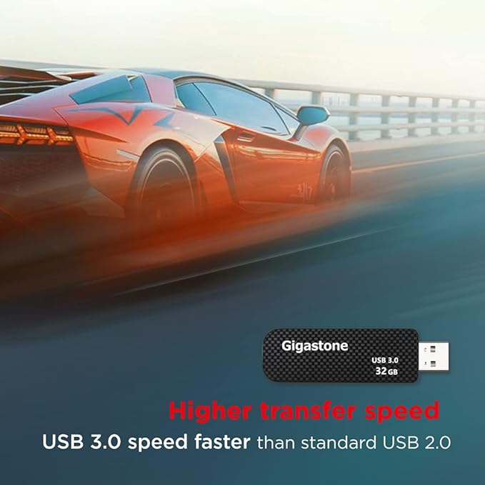 GIGASTONE 32GB USB 3.2 Flash Drive 5-Pack, 80MB/s High-Speed Data Transfer, Carbon Fiber Design, Retractable