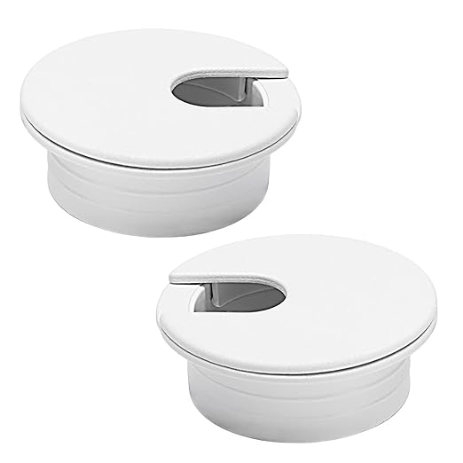 EASYEAH 2 Pcs Desk Grommet 1-3/8" / 35 mm, Desk Cord Hole Cover, Cable Grommet ABS Plastic, Desk Hole Grommet for Home & Office Pc, Detachable Cable Cord Organizer-White
