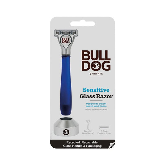 Men's Sensitive Skin Razor - Eco-Friendly Recycled Glass Handle with Stand | Grooming Essentials