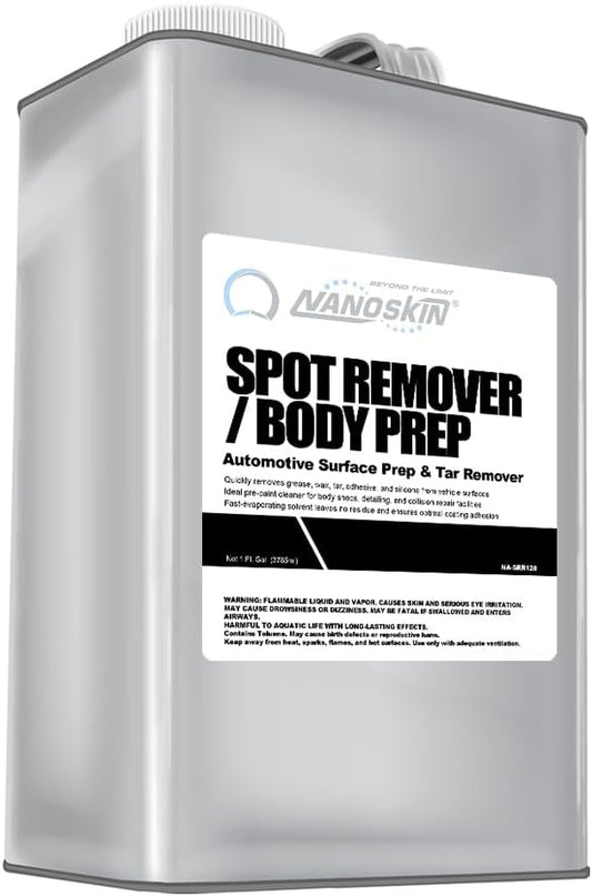 Nanoskin Spot Remover / Body Prep Automotive Surface Prep Cleaner 1 Gallon - Fast-Drying Solvent Degreaser Removes Tar, Grease, Wax & Adhesive, VOC-Compliant Pre-Paint Panel Prep
