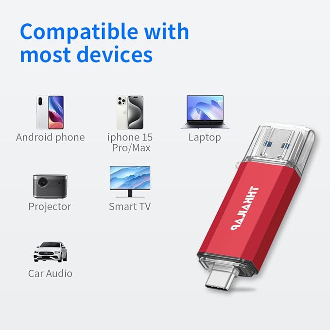 Thkailar 32GB 3 Pack FAT32 USB C Thumb Drive Compatible with iPhone 15 and Android Phone,Mac,Laptops,Tablets,PC